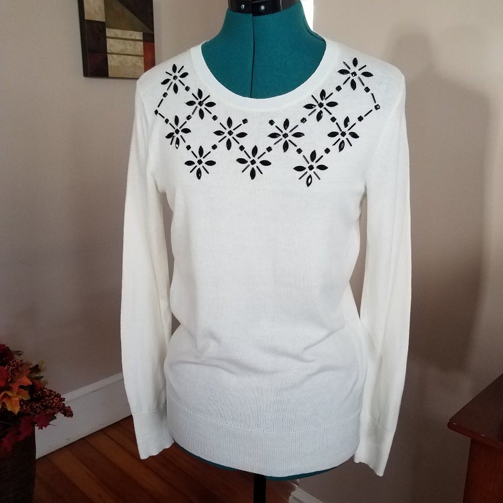 Jones NY Embellished Holiday Sweater Women's XS - S